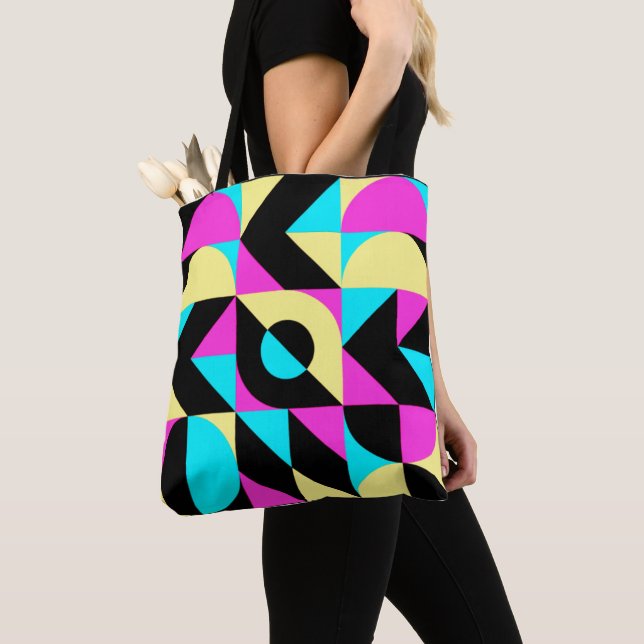Bauhaus Inspired Geometric Pattern  Tote Bag (Close Up)