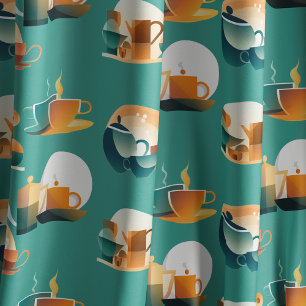 Bauhaus Inspired Retro Coffee Fabric