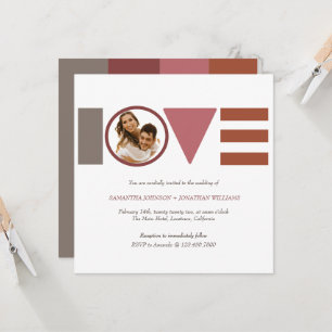 Bauhaus Love Striped Square Wedding Invitation