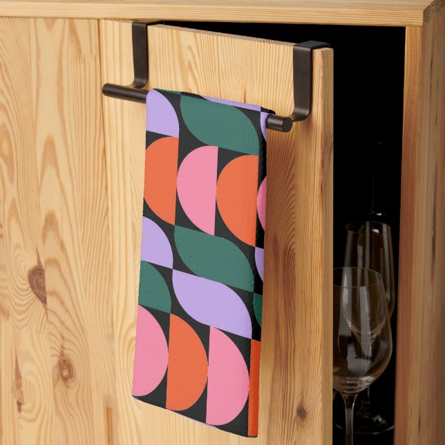 Bauhaus Mid Century Modern Geometric MCM Retro Tea Towel (Thirds Fold)