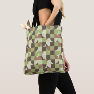 Bauhaus Mid Century Modern Leaf and Tree Retro Tote Bag