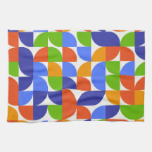 Bauhaus Mid Century Pattern Blue, Orange, Green 