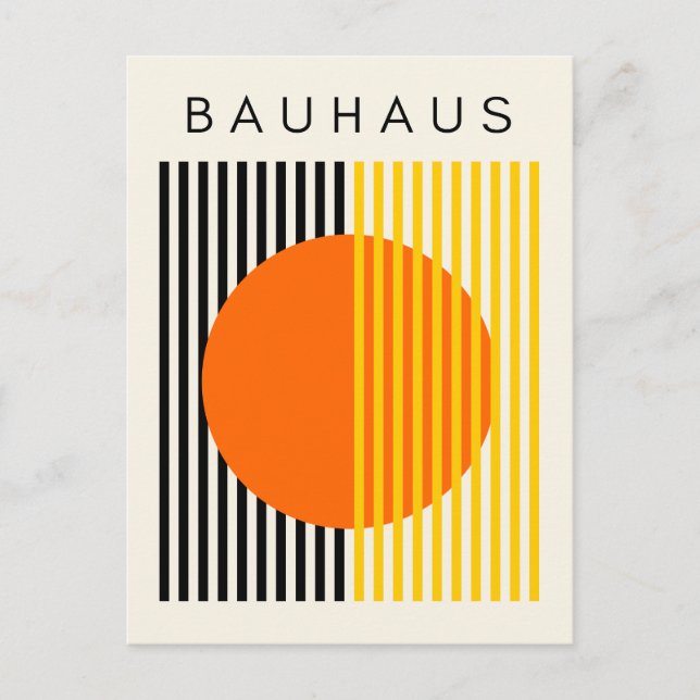 Bauhaus Modern Art Orange Circle Stripes Holiday Postcard (Front)