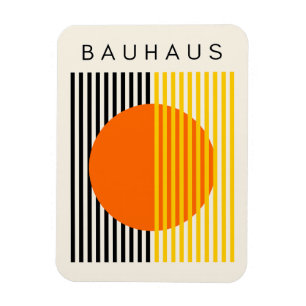 Bauhaus Modern Art Orange Circle Stripes Magnet
