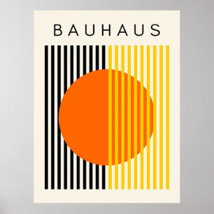 Bauhaus Modern Art Orange Circle Stripes Poster