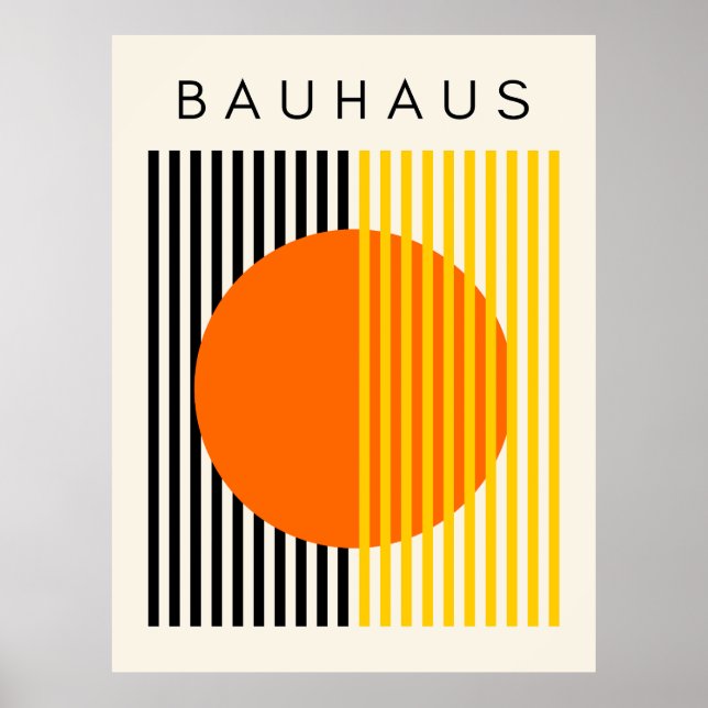 Bauhaus Modern Art Orange Circle Stripes Poster (Front)