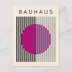 Bauhaus Modern Art Purple Circle Stripes Holiday Postcard