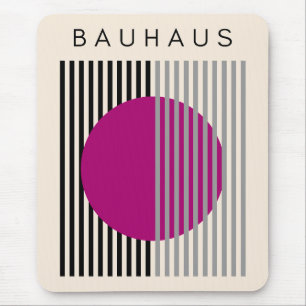 Bauhaus Modern Art Purple Circle Stripes Mouse Pad