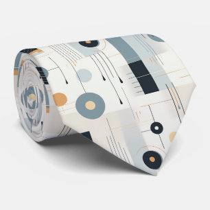 Bauhaus Navy Ochre Abstract Geometric Line Tie