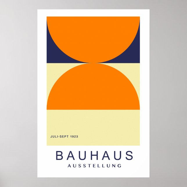 Bauhaus Orange Navy Half Circle Bold Art Print (Front)
