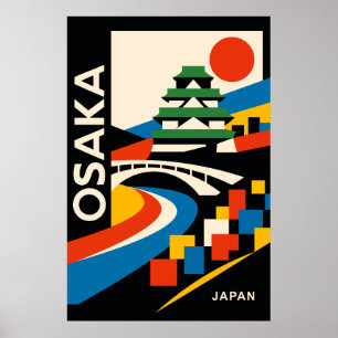 Bauhaus Osaka Japan Travel Poster Bold Geometric