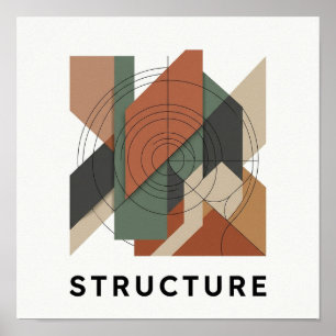 Bauhaus Overlapping Geometry Square Poster