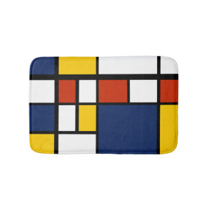 bauhaus pattern abstract geometric art painting mo bath mat