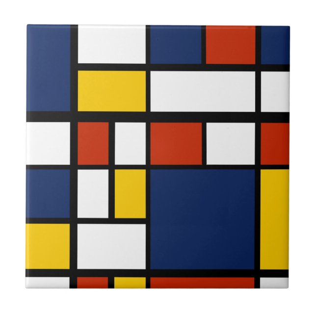 bauhaus pattern abstract geometric art painting mo ceramic tile (Front)