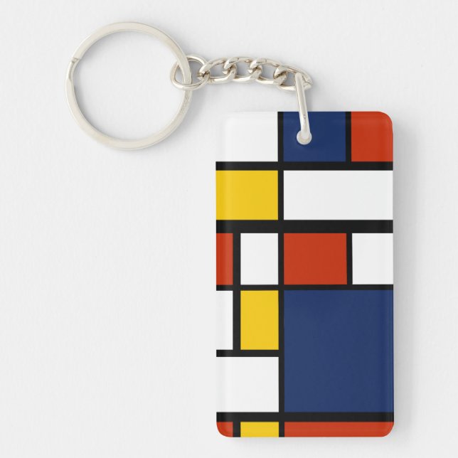 bauhaus pattern abstract geometric art painting mo key ring (Front)