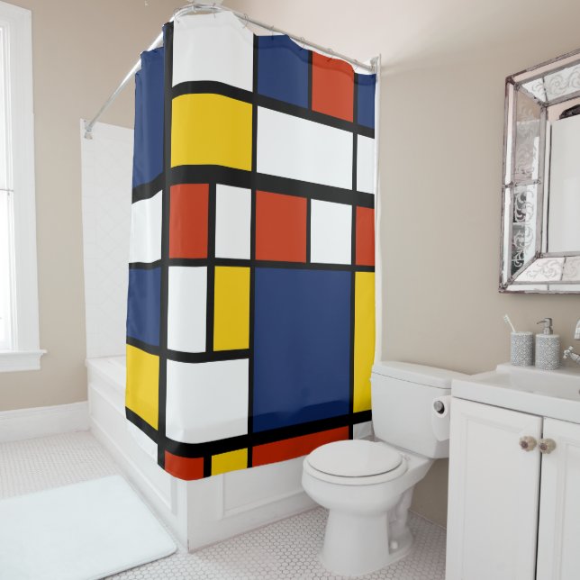 bauhaus pattern abstract geometric art painting mo shower curtain (In Situ)