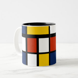 bauhaus pattern abstract geometric art painting mo Two-Tone coffee mug