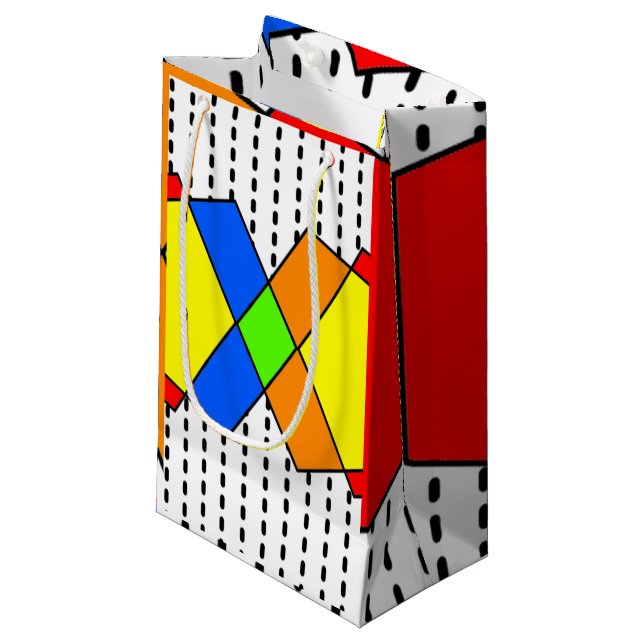 Bauhaus Pentagons  Small Gift Bag (Front Angled)