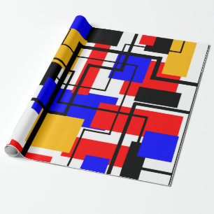 Bauhaus Rectangles and Lines - White Wrapping Paper