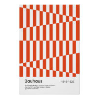 Bauhaus Red Orange Stripe Geometric Art Print
