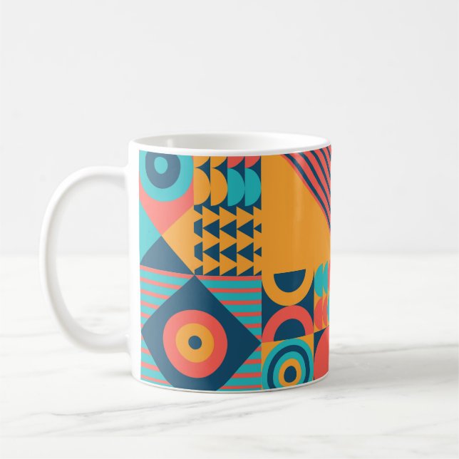 Bauhaus Retro: 70s Geometric Musical Coffee Mug (Left)