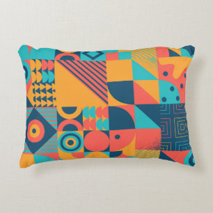 Bauhaus Retro: 70s Geometric Musical Decorative Cushion