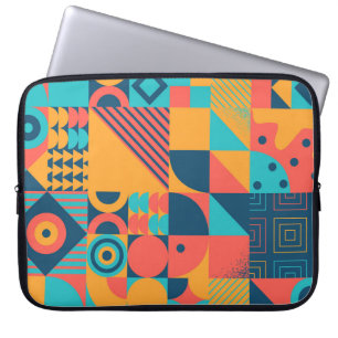 Bauhaus Retro: 70s Geometric Musical Laptop Sleeve