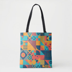Bauhaus Retro: 70s Geometric Musical Tote Bag