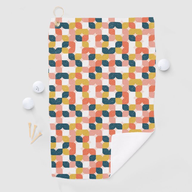 Bauhaus Retro Geometric Pattern Golf Towel (InSitu)