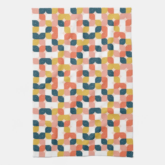 Bauhaus Retro Geometric Pattern Tea Towel (Vertical)