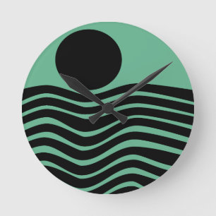 Bauhaus Seafoam Green Abstract Round Clock