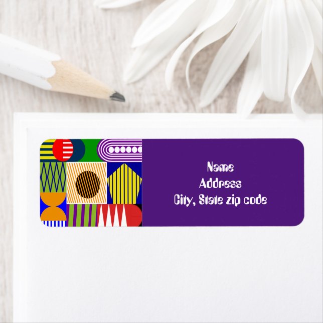 Bauhaus Shape Collage Return Address Label (Insitu)