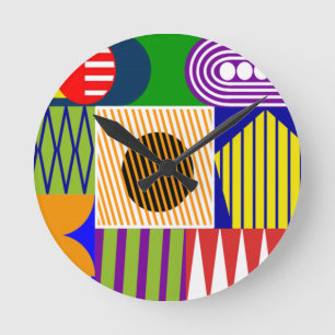 Bauhaus Shape Collage  Round Clock