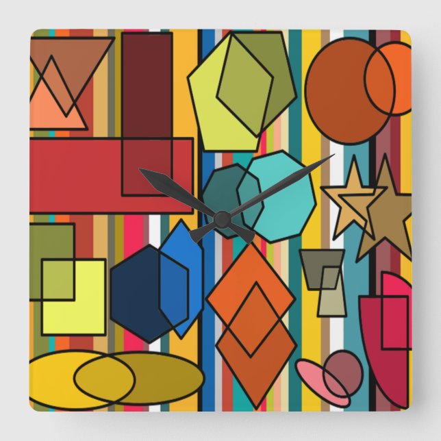 Bauhaus Shapes and Lines  Square Wall Clock (Front)