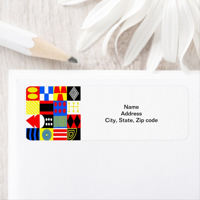 Bauhaus Shapes Label Return Address Label (Insitu)