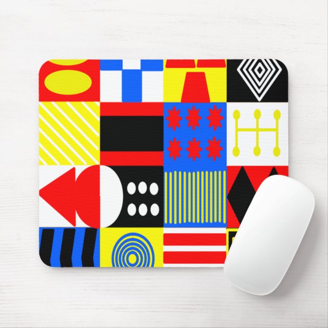 Bauhaus Shapes Mouse Pad (With Mouse)