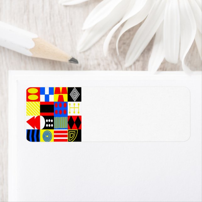 Bauhaus Shapes Return Address Label (Insitu)