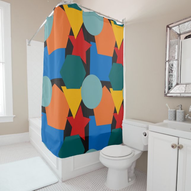 Bauhaus Shapes  Shower Curtain (In Situ)