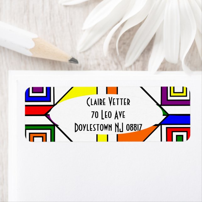 Bauhaus Stained Glass Return Address Label (Insitu)