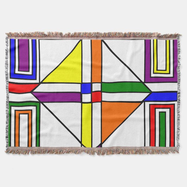 Bauhaus Stained Glass Throw Blanket (Front)