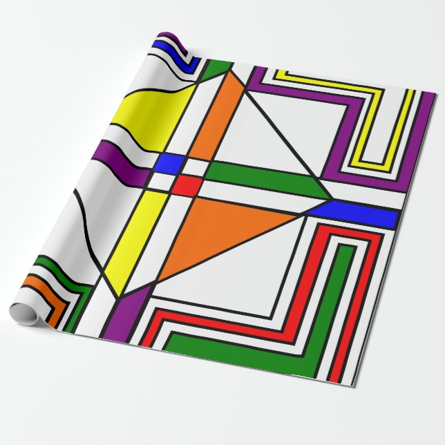 Bauhaus Stained Glass Wrapping Paper (Unrolled)