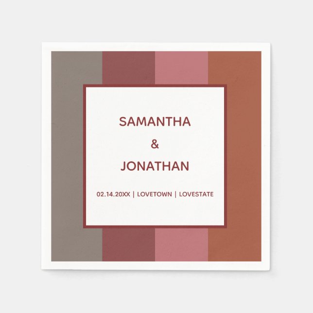 Bauhaus Striped Custom Wedding Paper Napkins (Front)