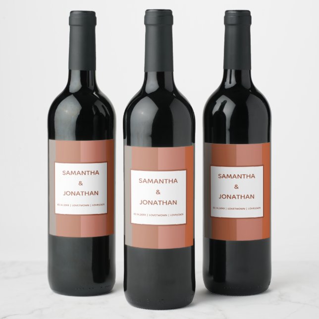 Bauhaus Striped Custom Wedding Wine Sticker Label (Bottles)