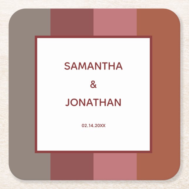 Bauhaus Striped Personalised Square Paper Coasters (Front)
