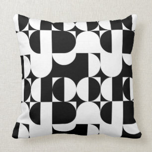 Bauhaus Style Black And White Geometric Retro Cushion