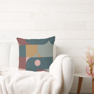 Bauhaus Style Brown, Teal, Tan Cushion