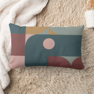 Bauhaus Style Brown, Teal, Tan Lumbar Cushion
