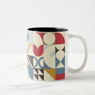 Bauhaus Style Geometric Shape Design Two-Tone Coffee Mug
