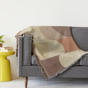 Bauhaus Terracotta Beige Abstract Earth Tones Throw Blanket
