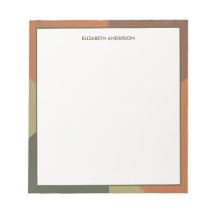 Bauhaus Terracotta Green Abstract Personalized Notepad